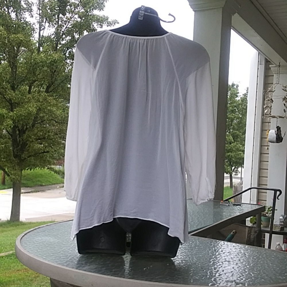 Sanctuary Top, White Button Down, Button Cuff, Sz. - image 4